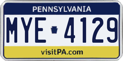 PA license plate MYE4129