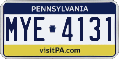 PA license plate MYE4131