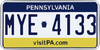PA license plate MYE4133