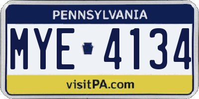 PA license plate MYE4134