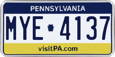 PA license plate MYE4137