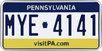 PA license plate MYE4141