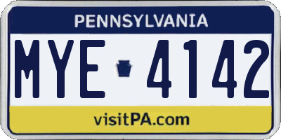 PA license plate MYE4142