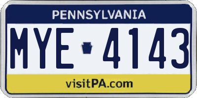 PA license plate MYE4143