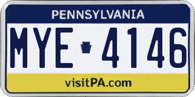 PA license plate MYE4146