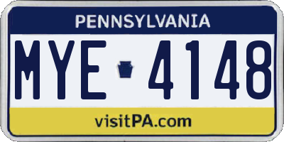 PA license plate MYE4148