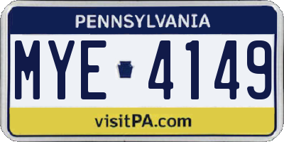 PA license plate MYE4149