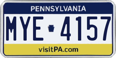PA license plate MYE4157