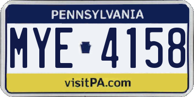 PA license plate MYE4158