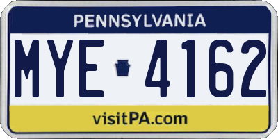PA license plate MYE4162