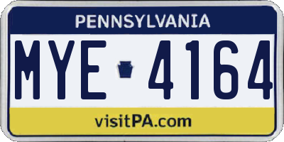 PA license plate MYE4164