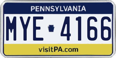 PA license plate MYE4166