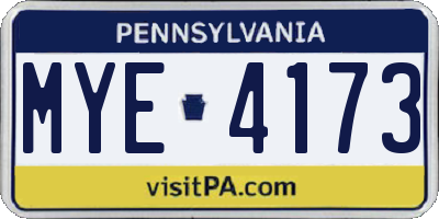 PA license plate MYE4173