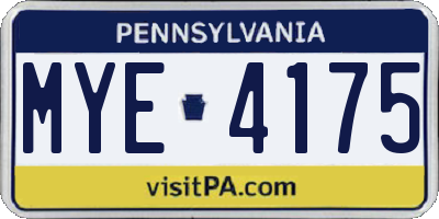 PA license plate MYE4175
