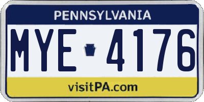 PA license plate MYE4176