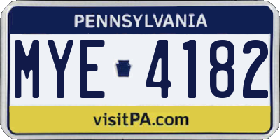 PA license plate MYE4182