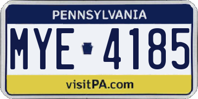 PA license plate MYE4185