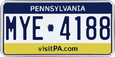 PA license plate MYE4188