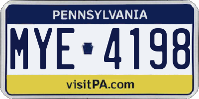 PA license plate MYE4198