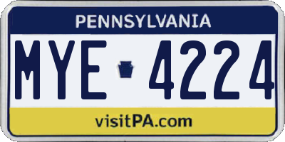 PA license plate MYE4224
