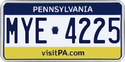 PA license plate MYE4225