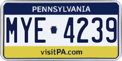 PA license plate MYE4239