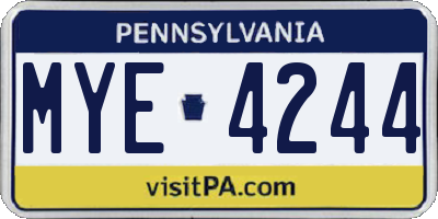 PA license plate MYE4244