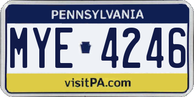 PA license plate MYE4246