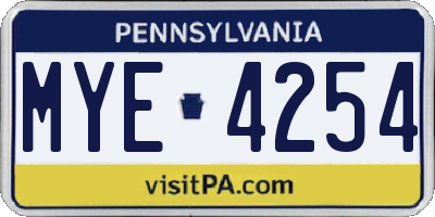 PA license plate MYE4254