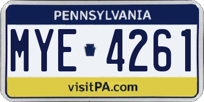 PA license plate MYE4261