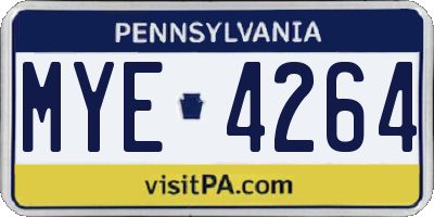 PA license plate MYE4264