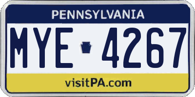 PA license plate MYE4267