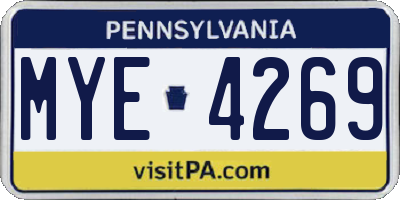 PA license plate MYE4269