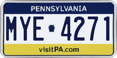 PA license plate MYE4271