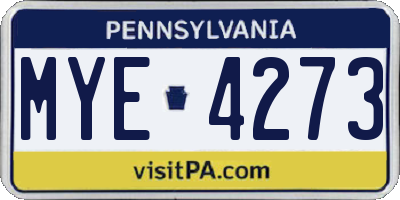 PA license plate MYE4273