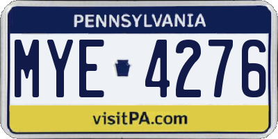 PA license plate MYE4276