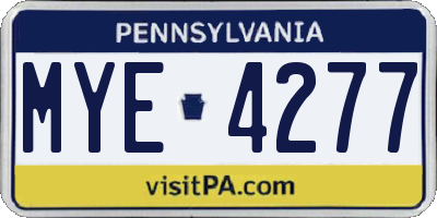 PA license plate MYE4277