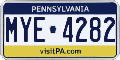 PA license plate MYE4282