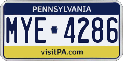 PA license plate MYE4286