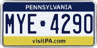 PA license plate MYE4290