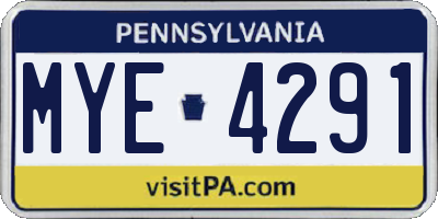 PA license plate MYE4291