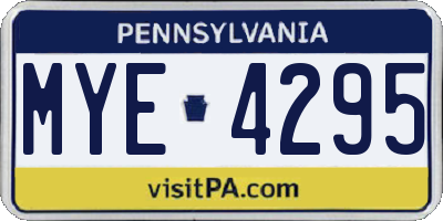 PA license plate MYE4295