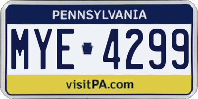 PA license plate MYE4299