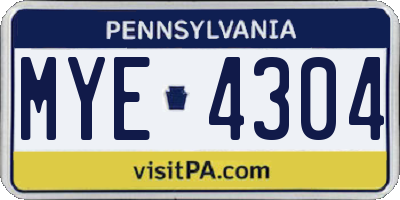 PA license plate MYE4304