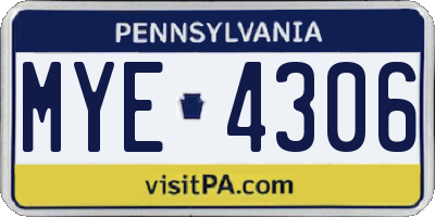PA license plate MYE4306