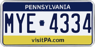 PA license plate MYE4334