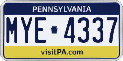PA license plate MYE4337