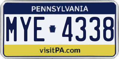 PA license plate MYE4338