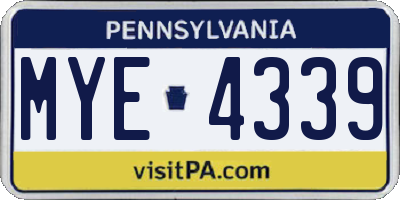 PA license plate MYE4339