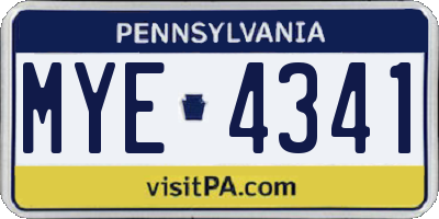 PA license plate MYE4341